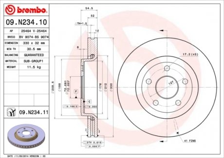 Гальмівний диск 09.N234.11 BREMBO 09N23411