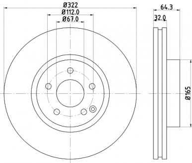 Тормозной диск перед. DB C (W204, C204), E (W212, C207, A207), SLK (R172) 1.8-3.5 07- HELLA 8DD355129521 (фото 1)