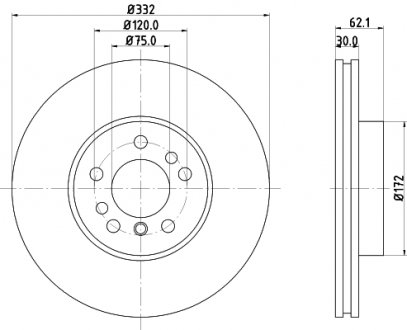 Тормозной диск пер. E83/E53 01-11 (PRO) PAGID 8DD355127-631 HELLA 8DD355127631 (фото 1)