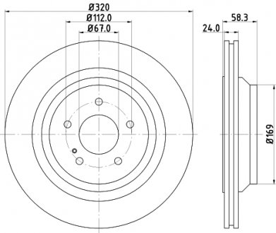 Тормозной диск зад. W221/C216 05-13 2.2-5.5 (PRO) HC PAGID 8DD355128-751 HELLA 8DD355128751 (фото 1)