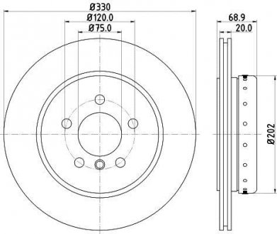 Тормозные диски (High Carbon) задние BMW 5 F10 PAGID 8DD 355 120-671 HELLA 8DD355120671 (фото 1)