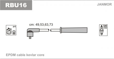 Комплект проводів запалювання Janmor RBU16
