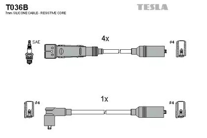 Комплект проводів запалювання TESLA T036B (фото 1)