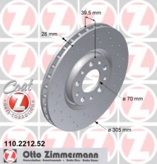 Тормозной диск ZIMMERMANN 110221252 (фото 1)