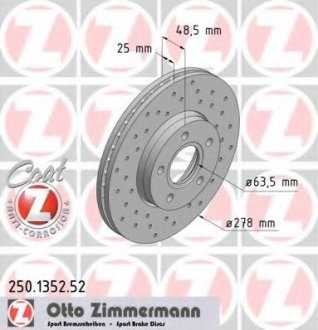 Тормозной диск ZIMMERMANN 250135252 (фото 1)