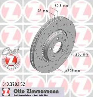 Тормозной диск ZIMMERMANN 610370252