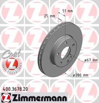 Гальмівний диск ZIMMERMANN 400367820 (фото 1)