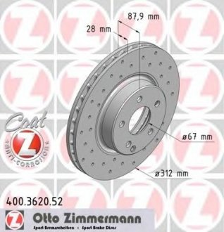 Тормозной диск ZIMMERMANN 400362052 (фото 1)