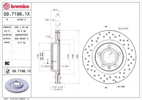 Тормозной диск BREMBO 0971961X