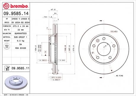 Тормозной диск BREMBO 09958511