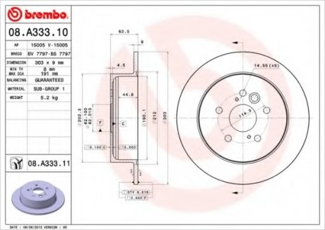 Гальмівний диск BREMBO 08A33311 (фото 1)