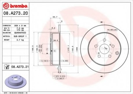 Тормозной диск BREMBO 08A27321