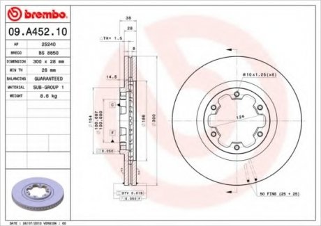 Гальмівний диск BREMBO 09A45210 (фото 1)