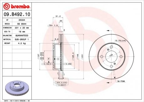 Гальмівний диск BREMBO 09B49210