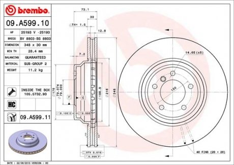 Тормозной диск BREMBO 09A59911 (фото 1)