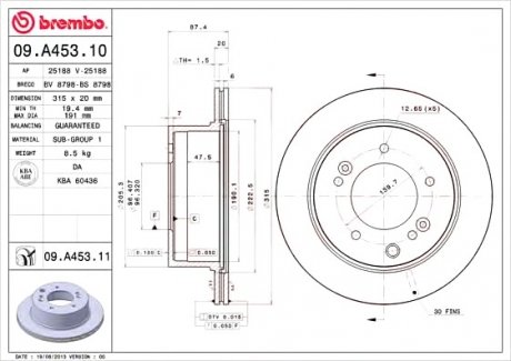 Гальмівний диск BREMBO 09A45311 (фото 1)