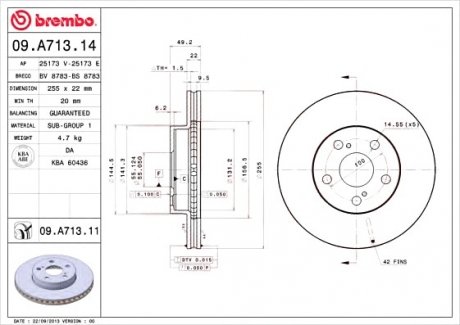 Тормозной диск BREMBO 09A71311 (фото 1)