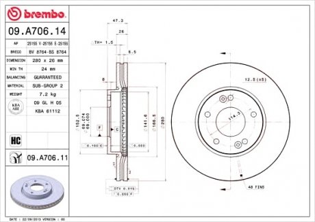 Тормозной диск BREMBO 09A70611