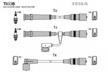 Комплект високовольтних проводів TESLA T033B (фото 1)