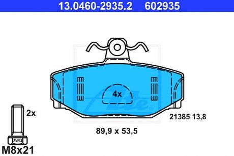 Комплект тормозных колодок, дисковый тормоз ATE 13046029352 (фото 1)