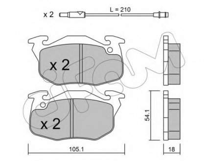 Комплект тормозных колодок, дисковый тормоз CIFAM 8220370 (фото 1)