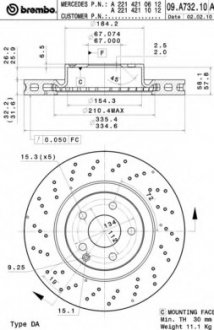 Тормозной диск BREMBO 09A73211