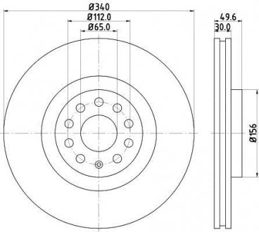 Диск тормозной передний Skoda Octavia 2.0TDI 13- PAGID 8DD 355 129-241 HELLA 8DD355129241 (фото 1)