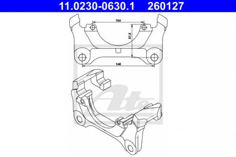 Jarzmo zacisku hamulcowego przód L/P AUDI A6, ALLROAD 2.5D-4.2 03.99-08.05 ATE 11023006301