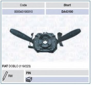 Вимикач на колонці кермового керування MAGNETI MARELLI 000043190010