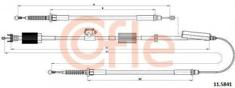 Трос ручного гальма Astra J 10- (універсал/електроручник) 1790/872-593+733/593) 11.5841 COFLE 115841 (фото 1)