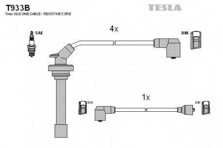 Комплект високовольтних проводів TESLA T933B