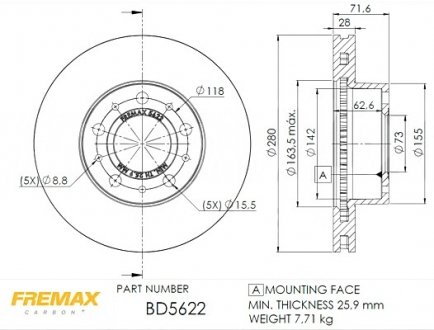 Гальмівний диск FREMAX BD5622