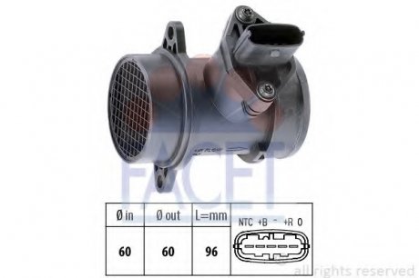 Расходомер воздуха (5 конт.) FIAT DOBLO/PUNTO 1.3D/1.4 03- FACET 10.1158