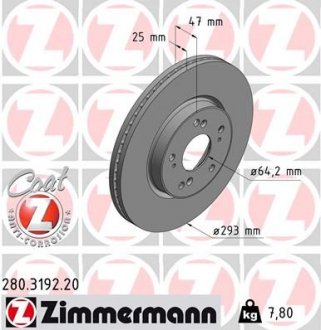 TARCZA HAMULC. HONDA HR-V 15- PRZУD ZIMMERMANN 280319220