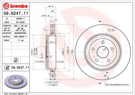 Гальмівний диск 09.N247.11 BREMBO 09N24711