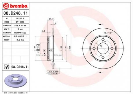 Tarcza ham. BALENO 16- ty│ BREMBO 08.D248.11