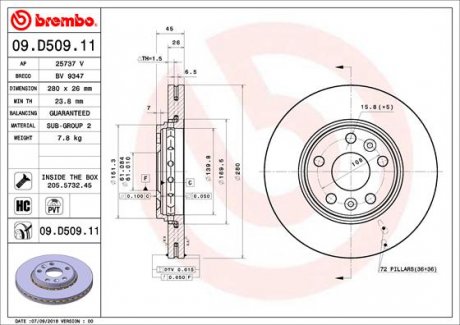 Tarcza ham. KANGOO ty│ BREMBO 09.D509.11