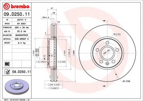 Tarcza ham. S90 II BREMBO 09.D250.11