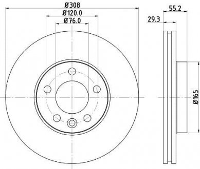 Гальмівний диск перед. T5 03- (R16) (308x30) (вент.) PAGID HELLA 8DD355109-661 (фото 1)