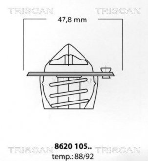 Термостат 92C° Chevrolet/Ford/Opel/VAG TRISCAN 862010592 (фото 1)