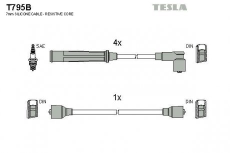 Комплект высоковольтных проводов TESLA T795B