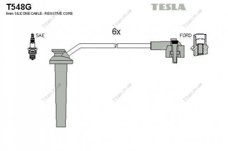 Комплект высоковольтных проводов TESLA T548G