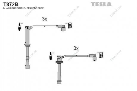 Комплект високовольтних проводів TESLA T872B