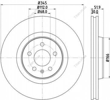 Гальмівний диск перед. A4/A5/A6/A7/Q5/Macan 07- 1.8-3.2 (PRO) 345mm PAGID HELLA 8DD355117-181 (фото 1)