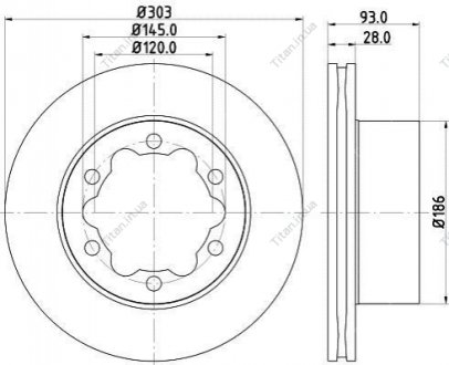 Тормозной диск зад. Sprinter/Crafter 06- (1.8-3.5t) 303mm PAGID HELLA 8DD355118-061 (фото 1)