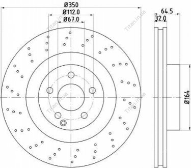 Гальмівний диск перед. W221/C216/R230 05-13 2.2-5.5 (PRO) PAGID HELLA 8DD355115-401 (фото 1)
