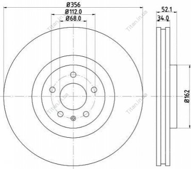 Гальмівний диск перед. A6/A7/A8 10- 1.8-4.0 (PRO) HC PAGID HELLA 8DD355129-371 (фото 1)