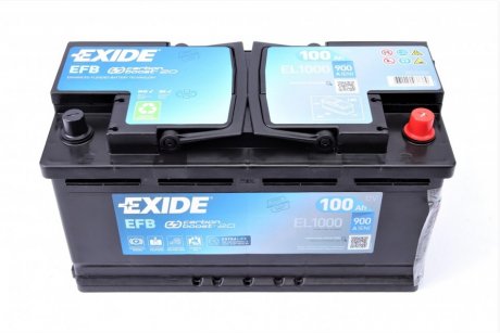 Аккумулятор 100Ah-12v EFB (353х175х190),R,EN900 EXIDE EL1000
