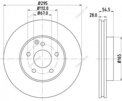 Тормозной диск W211 02-09 (PRO) PAGID HELLA 8DD355108-801 (фото 1)