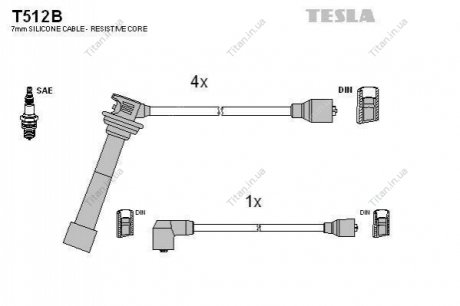 Комплект высоковольтных проводов TESLA T512B
